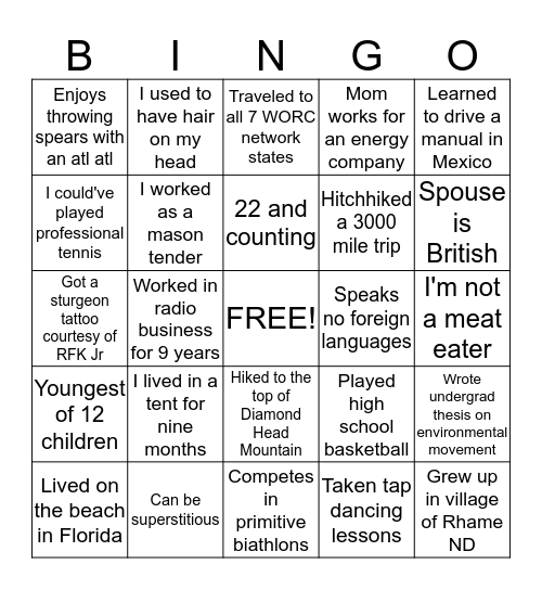 Buddy Bingo Card