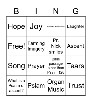Sermon Bingo Card