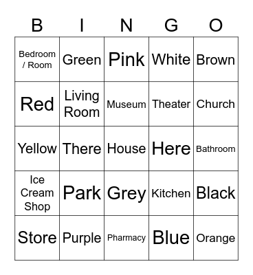 Adjectives Bingo Card