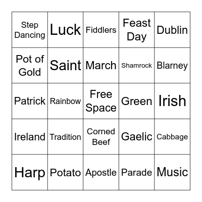 St. Patrick's Day  Bingo Card