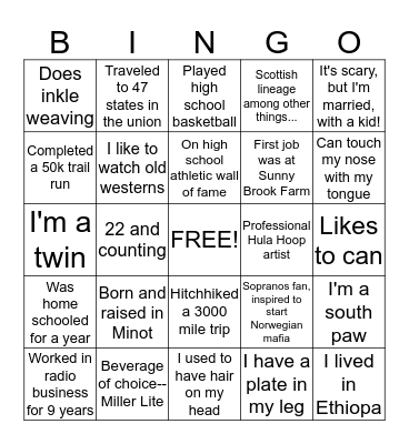 Buddy Bingo Card
