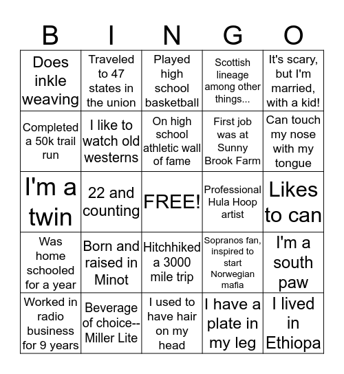 Buddy Bingo Card