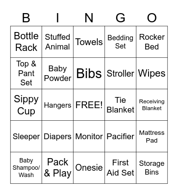 Baby Shower Bingo Card
