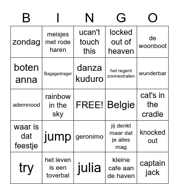 Music Bingo Card