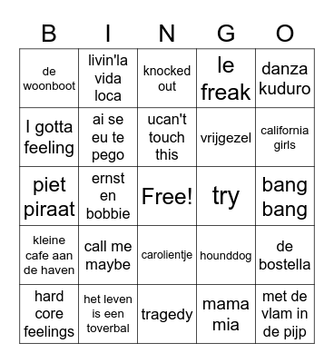 Music Bingo Card
