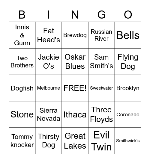 Brewery Bingo Card