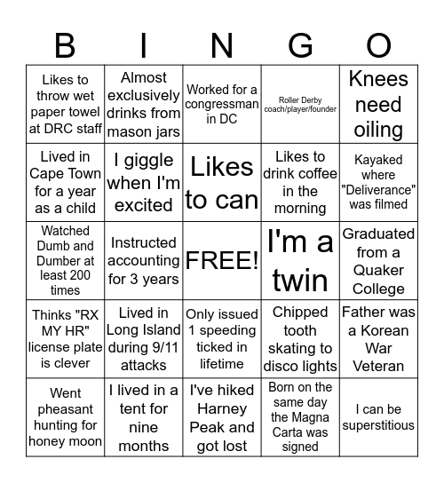 Buddy Bingo Card
