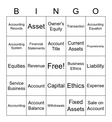 Accounting Bingo Card