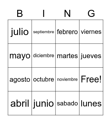 El Calendario Bingo Card