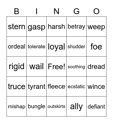 Vocabulary Bingo Card