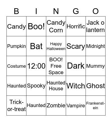 Spooky Bingo Card