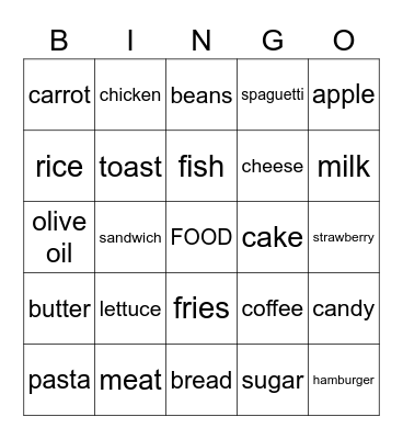 FOOD Bingo Card