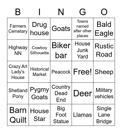 Adventuring Bingo Card