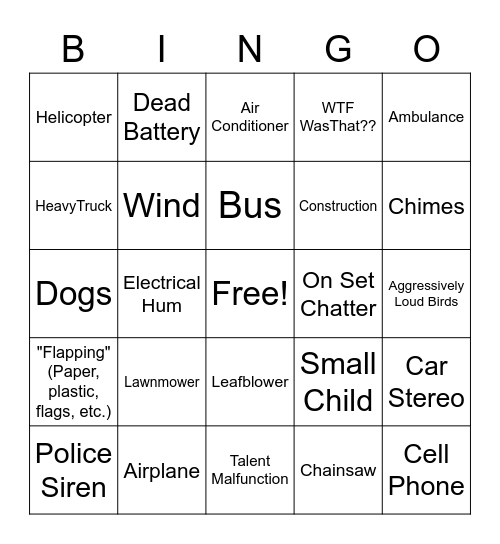 Location Audio Bingo Card