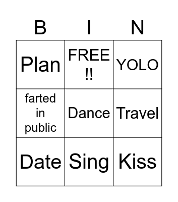 Birthday Bingo Card