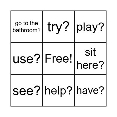 Can I...? Bingo Card
