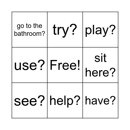 Can I...? Bingo Card