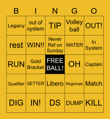 Volleyball Bingo! Bingo Card