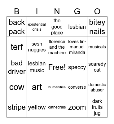 alice bingo Card