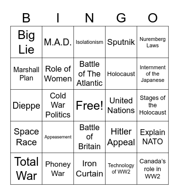 World War 2 Bingo Card