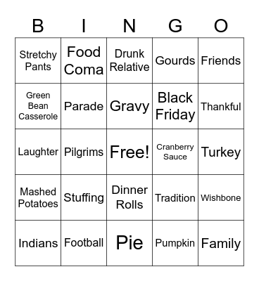 Thanksgiving Bingo Card