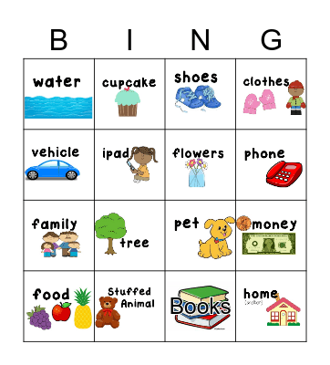 Wants and Needs Bingo Card