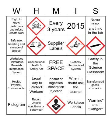 Safety Bingo Card