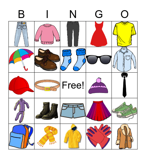 CLOTHES!, Vestuario! Bingo Card