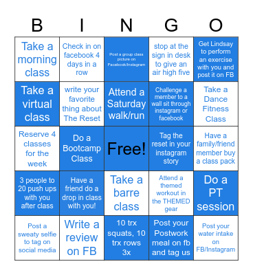 THE RESET Bingo Card