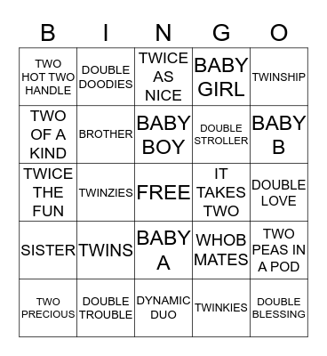 TWINGO Bingo Card