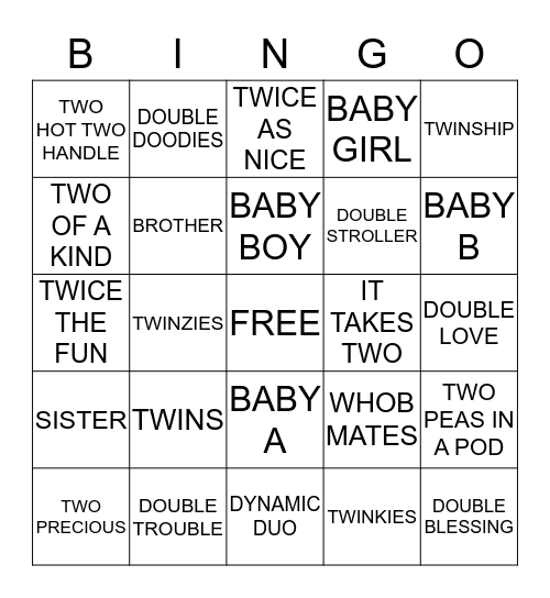 TWINGO Bingo Card