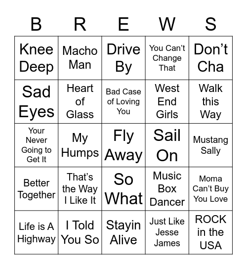 Music Bingo  Bingo Card