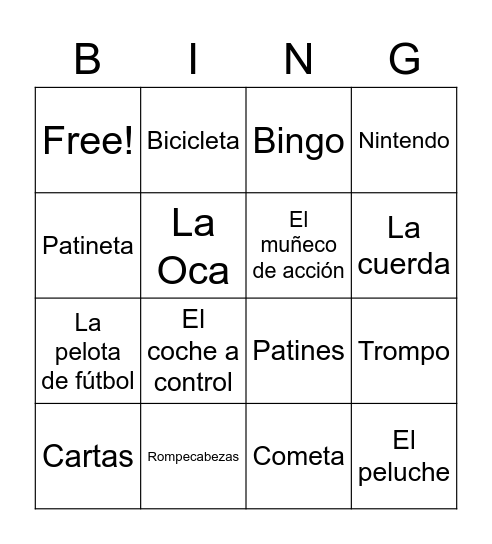Mis juegos Bingo Card