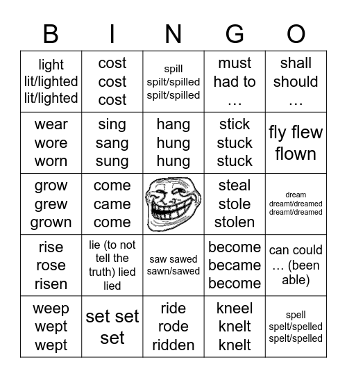 Charity Bingo Card