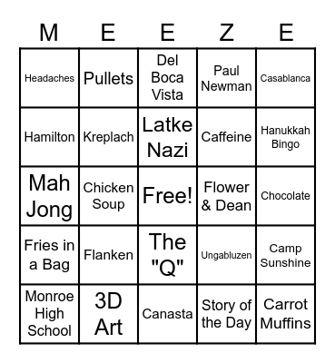 Meeze is 80!!! Bingo Card