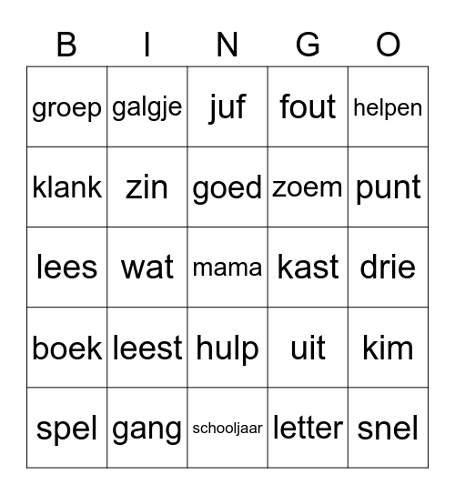 Dutch Bingo Card