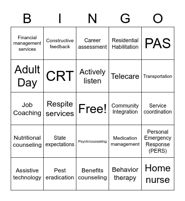 Career Bingo Card