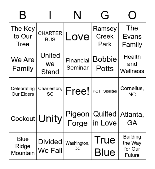 Potts 2020 Bingo Card