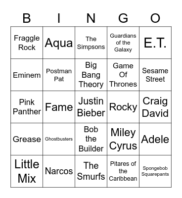 Quiz night, Will's Rock n Roll Bingo, Wills Birthday Bingo! Bingo Card