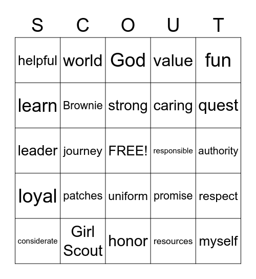 Girl Scout Bingo Card
