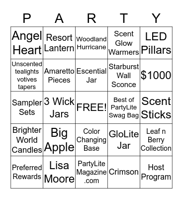 PartyLite Bingo!! Bingo Card