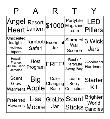 PartyLite Bingo!! Bingo Card