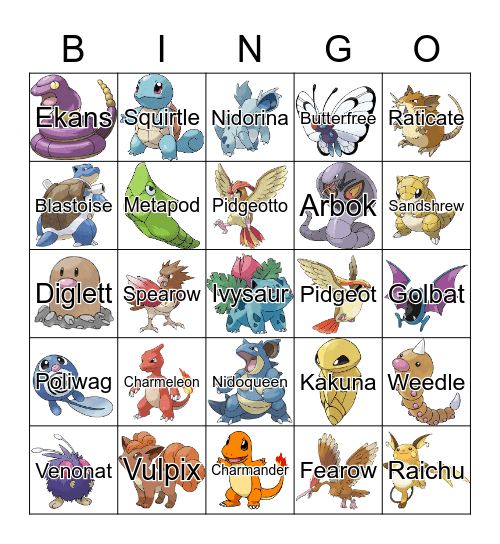 Pokémon Bingo Card