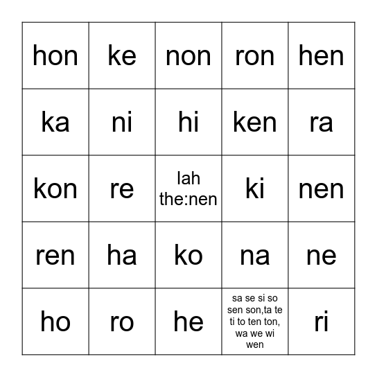 Kiots Bingo Card