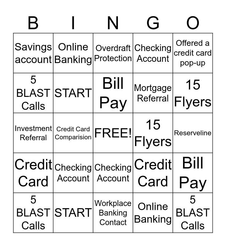 Banker BINGO Card