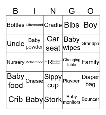 Baby Bingo Card