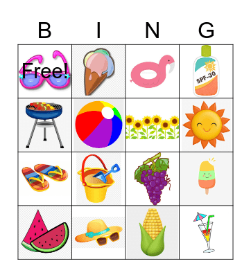 Summer Bingo Card