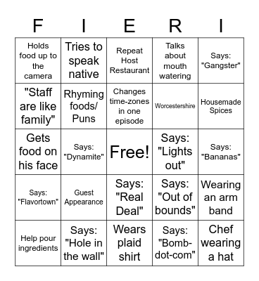 Triple D Bingo Card