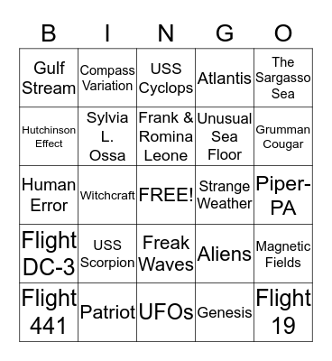 Bermuda Triangle Bingo Card