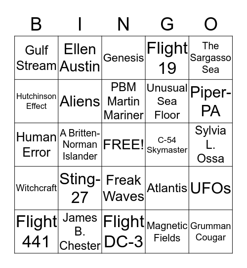Bermuda Triangle Bingo Card